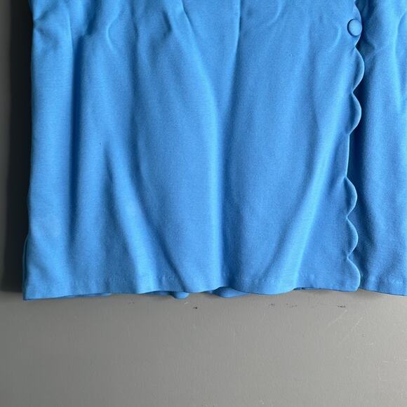 Catherine Malandrino Blue Wrap Skirt With Scalloped and Button Detail Size 10 - Picture 2 of 7